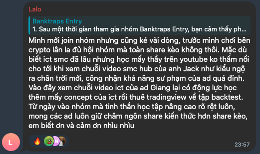 Banktraps Entry feedback 2